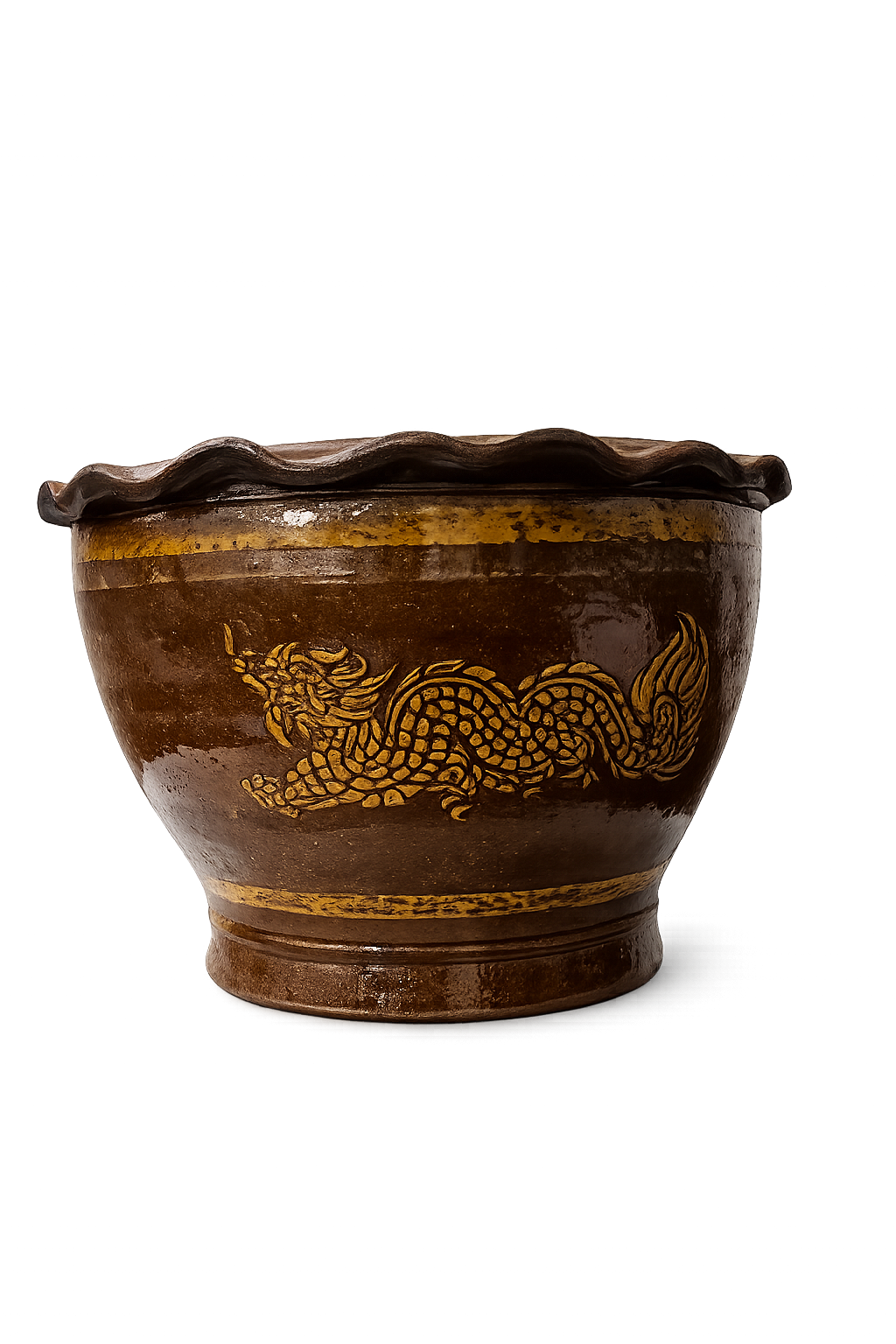 14 inch Thai ceramic dragon garden pot