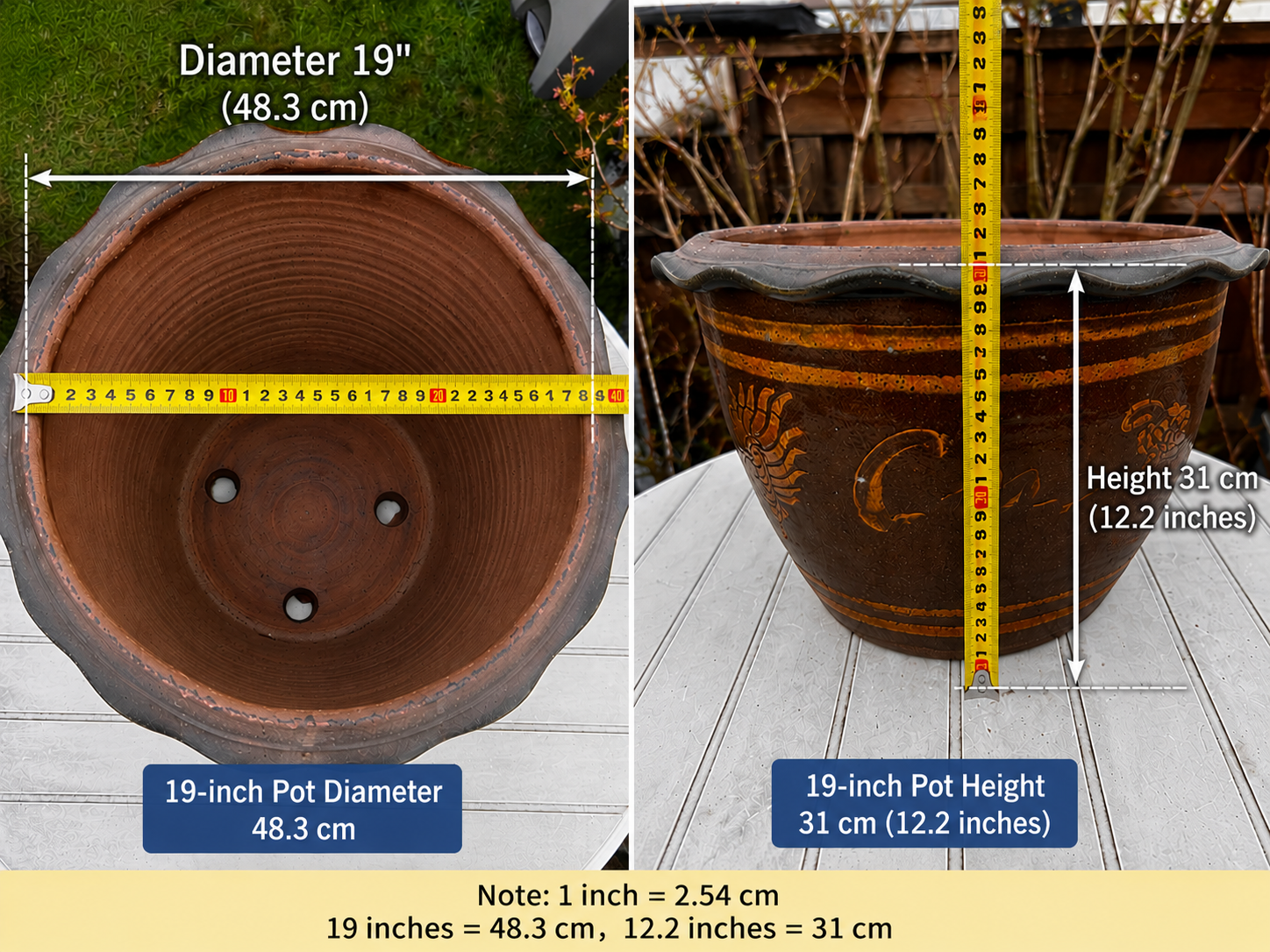 19 inch pot dimensions
