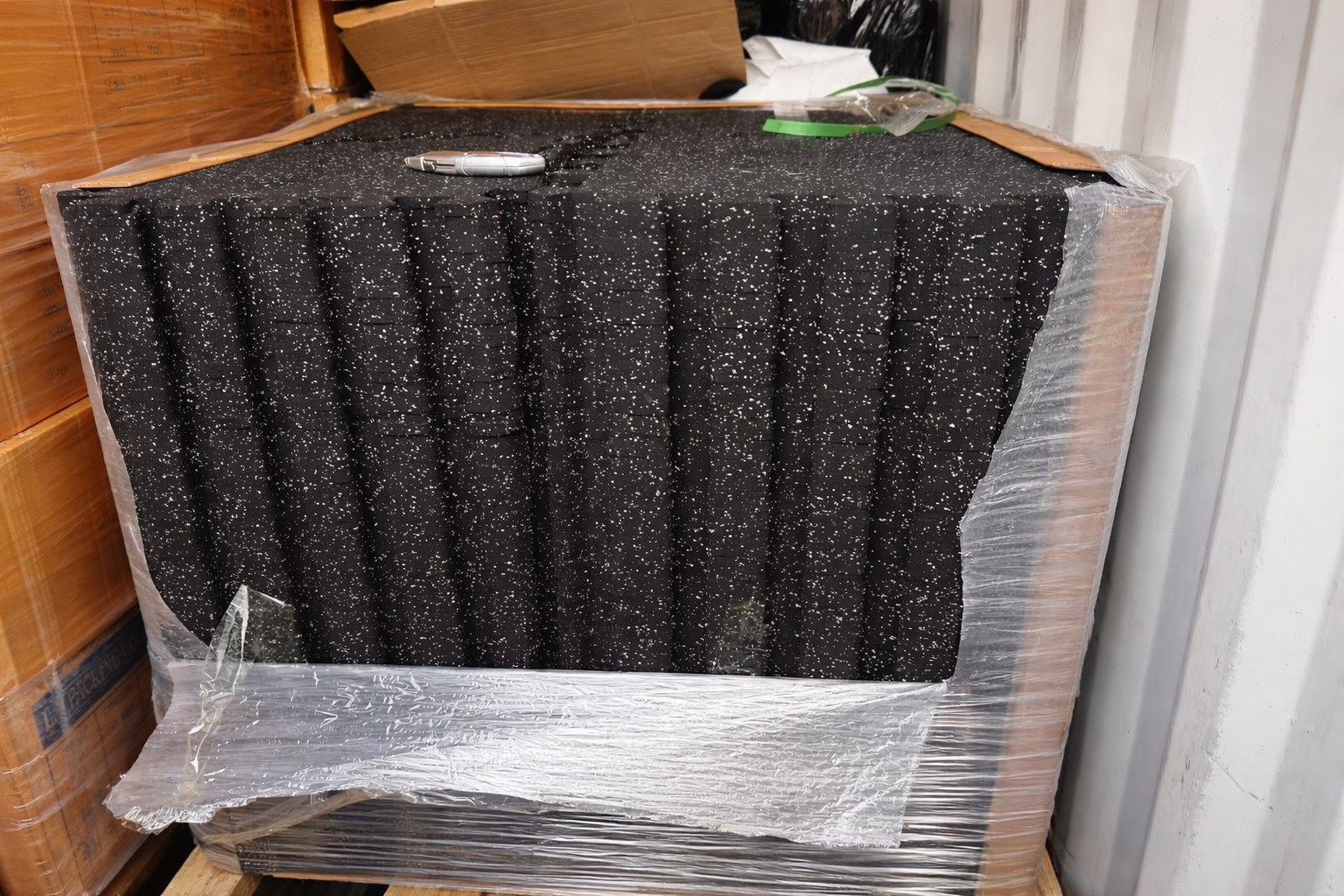 Stacked heavy-duty interlocking rubber mats