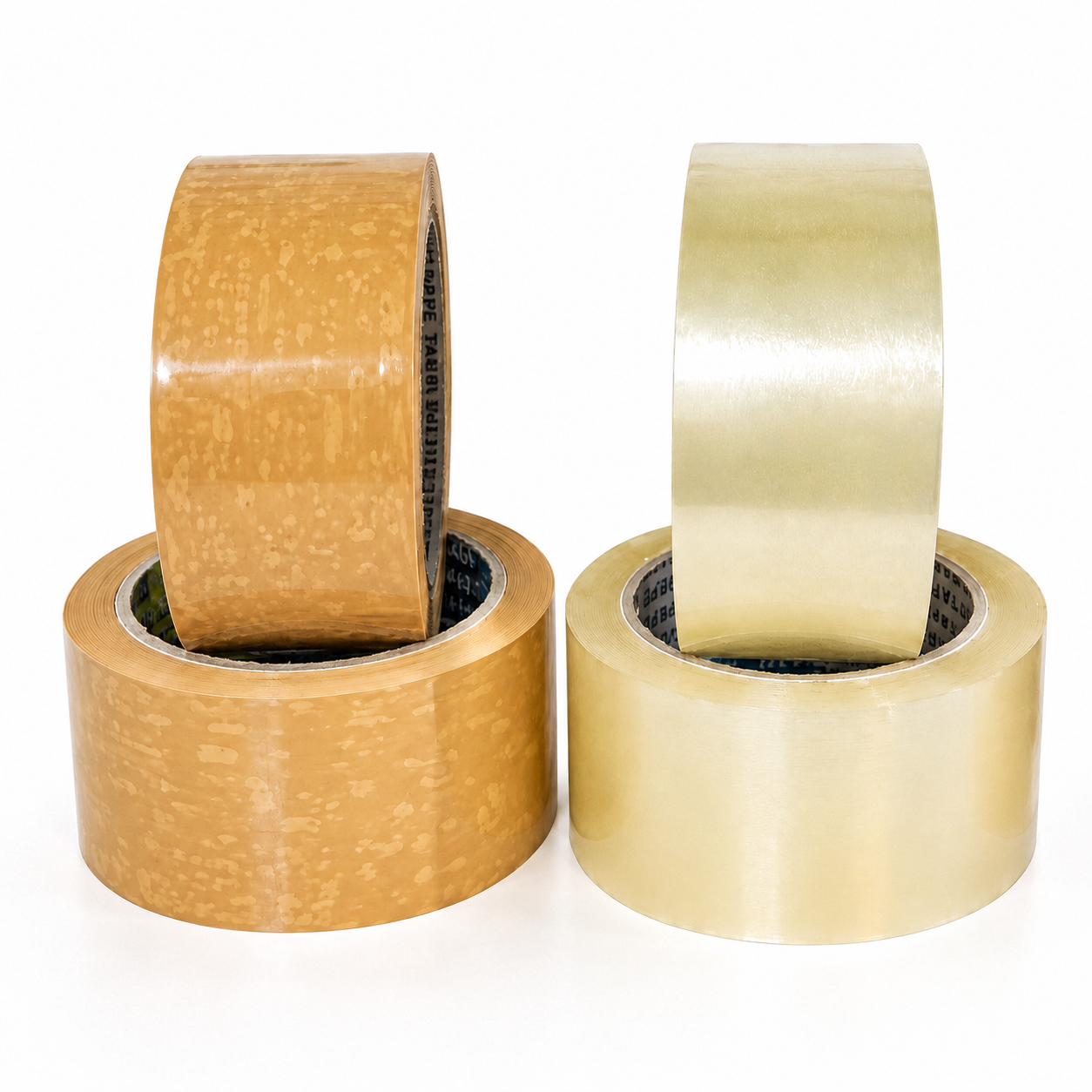 Clear and brown packing tape for carton sealing and shipping