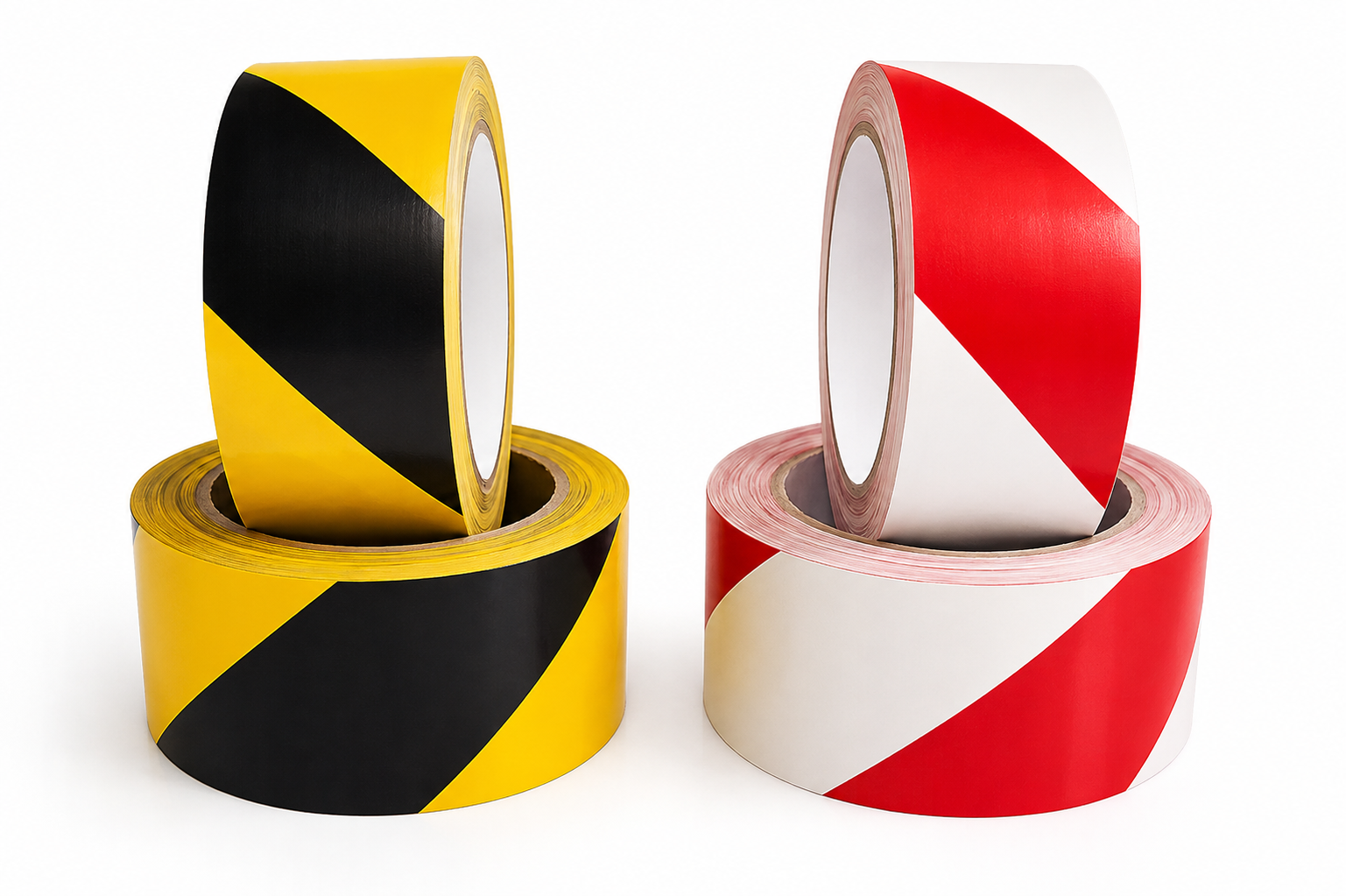 Red white and yellow black warning tape for safety marking